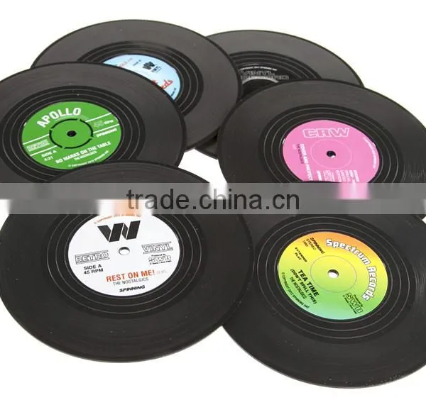 Factory Wholesale Set of 6 Vinyl Drink Coasters photo-4