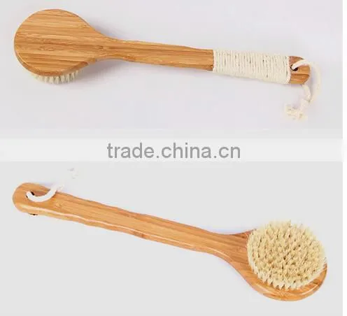 Cy304 Dry Skin Natural Bristle Brush Soft Handle Pouch Brush SPA Brushes Bath Shower Bristle Brush With Long Bamboo Handle photo-4