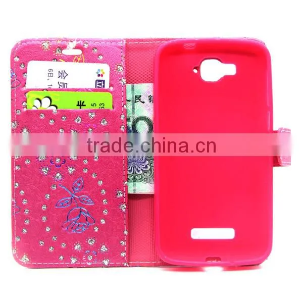 PU Leather Wallet Flip Card Holder Case Magnet Cell Phone Cover for Alcatel C7 photo-3