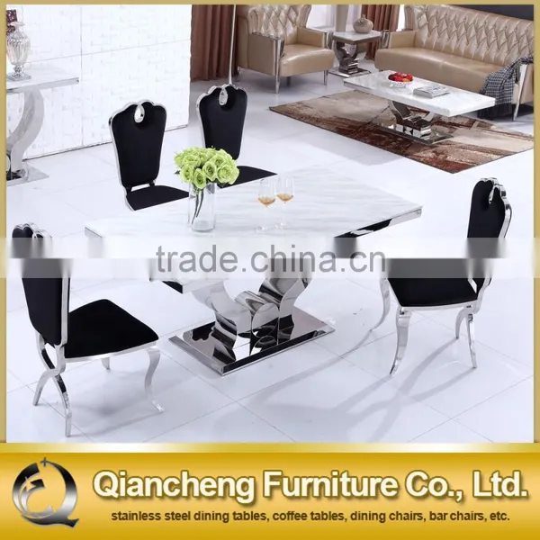 Fancy Designs Marble Top Dining Table Stainless Steel Table photo-4