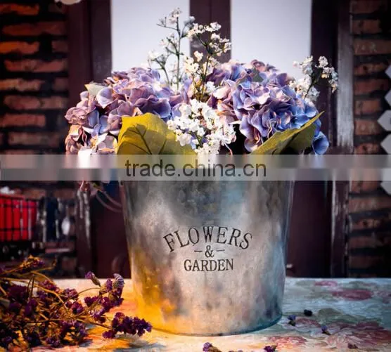 Set of 3 Indoor or Outdoor Decorative Colorful Antique Galvanized Metal Flower Pot photo-4