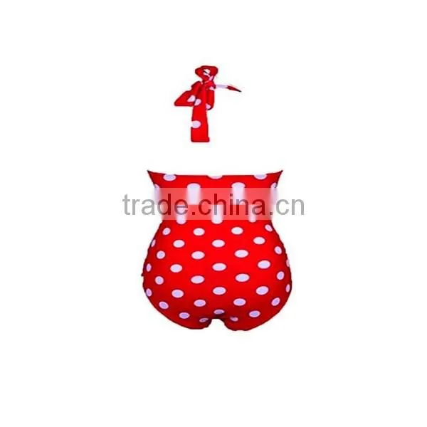 Retro Vintage Floral Print White Polka One Piece Swimwear Monokinis photo-4