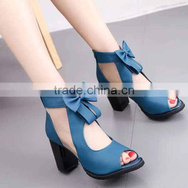 Zm50269b 2017 Spring and Summer New Style Lady Chunky Heels Sandal Bowknot Sandals Shoes Women photo-4
