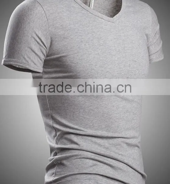 Wholesale Comfort Super Soft V-neck Blank Cheap Men Fitted 100% Preshrunk Combed Cotton T-shirts photo-2