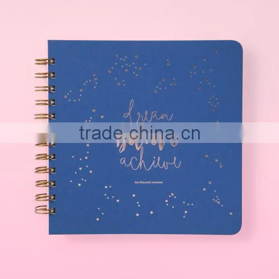 2017 Full Color Spiral Notebook Custom Hardcover Diary Planner With Gold Wire photo-2