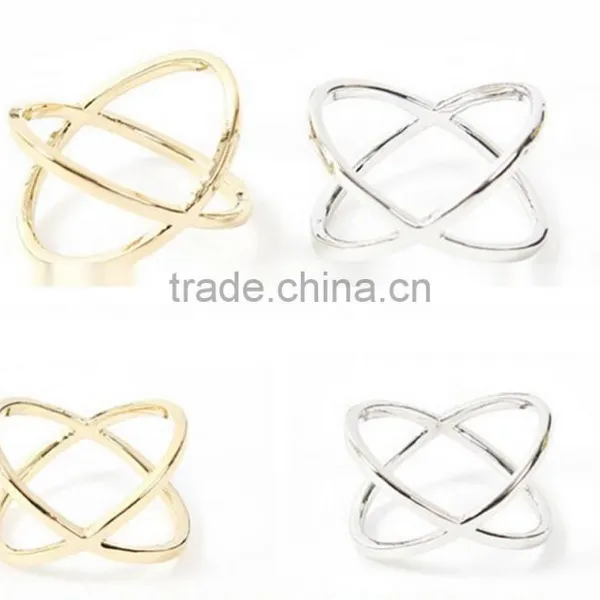 Girls Punk Rock Gold Silver Plated Simple Cross Finger Knuckle Midi Ring Jewelry photo-4