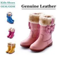2014 High Quality New Design Genuine Leather Children Boots For Girls Snow Boots China Factory