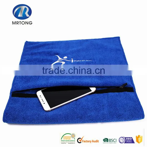 Microfiber Gym Towel Sport Towel With Zip Pocket
