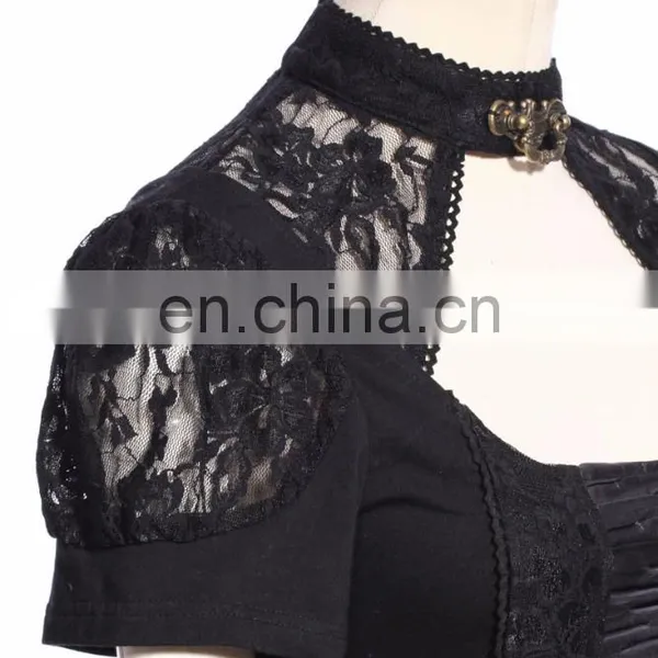 Steam Punk Short Sleeve Neck Choker Top photo-5