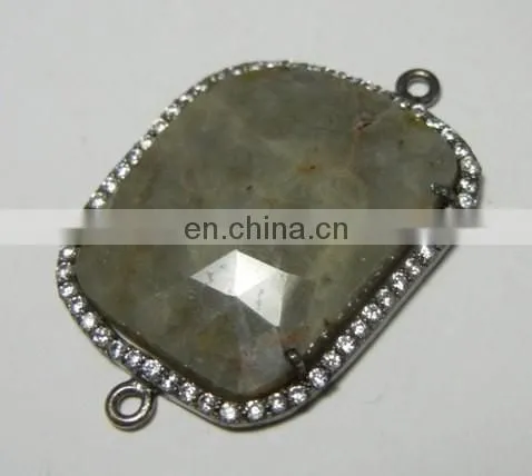 Sapphire Pave Set With Cubic Zirconia Gemstone Connector