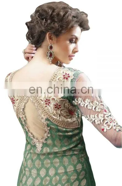 2017 Wedding Occasion Wear Stylish Semi-Stitched Dress Material / Heavy Embroidery Work Georgette Suits (salwar Kameez Suits) photo-2