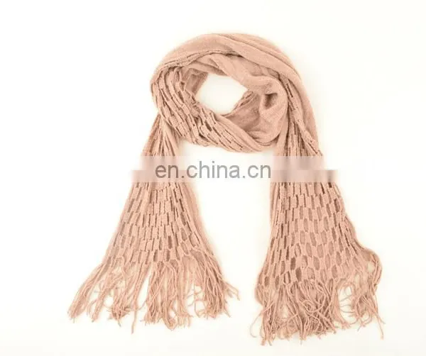 2017 Hollow Out Double Hook Flower Lady Warm Shawl Wool Scarf With Tassel photo-2
