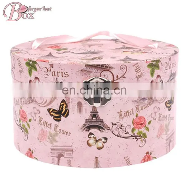 Round Jewelry Spring of Decorative Pattern Pink Box With Locks photo-4