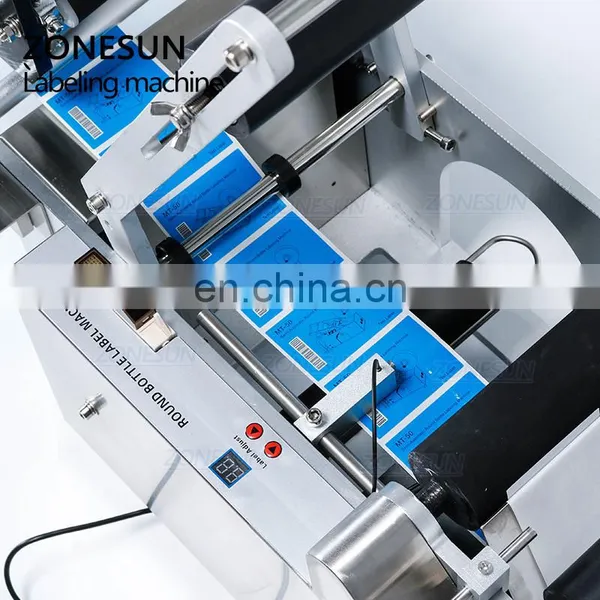 ZONESUN TB-50D Semi Automatic Glass Ampoule Vial Tin Can Plastic Round Bottle Labeling Machine Label Coder Machine photo-4