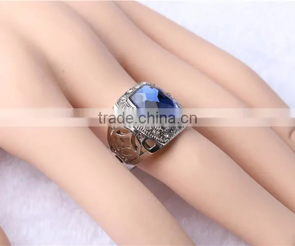 Trendy Silver Plated Blue Sapphire Mens Ring Quality Choice photo-3