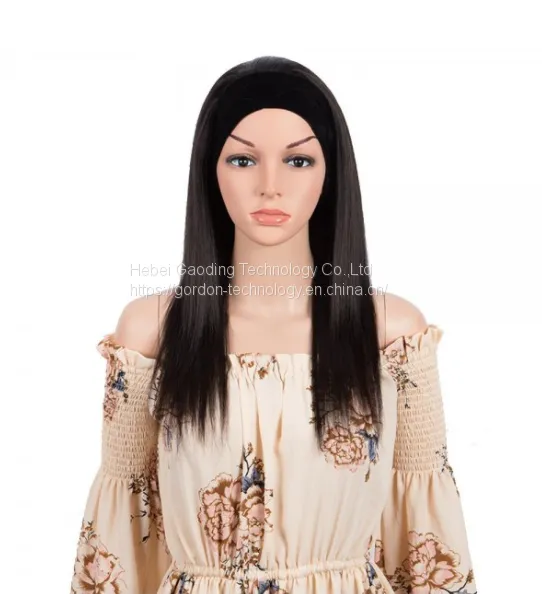 REMY HUMAN HAIR HEADBAND WIG STRAIGHT HEADWRAP WIG NATURAL COLOR photo-2