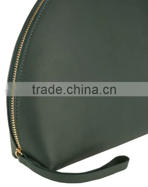 Curved Round Shape Simple Genuine Leather Clutch, 2016 Fashion Half Moon Shape Leather Evening Clutch Handbag for Ladies photo-4