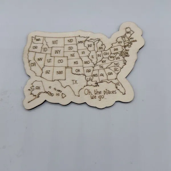 USA map wooden 3D