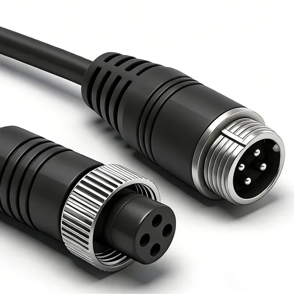 4-core M12 Aviation Plug Cable for Truck On-board Reversing Monitoring Camera Power and Video Cable, Dedicated for Reversing Image photo-2