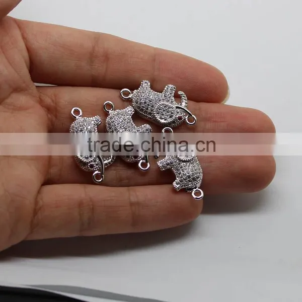 CZ6444 Mirco cz Pave Elephant Bracelet Charm Connector photo-3