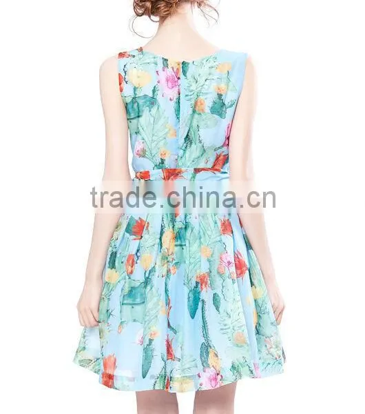 2014 New Product Trendy Women Sleeveless Silk Dress (stock) photo-6