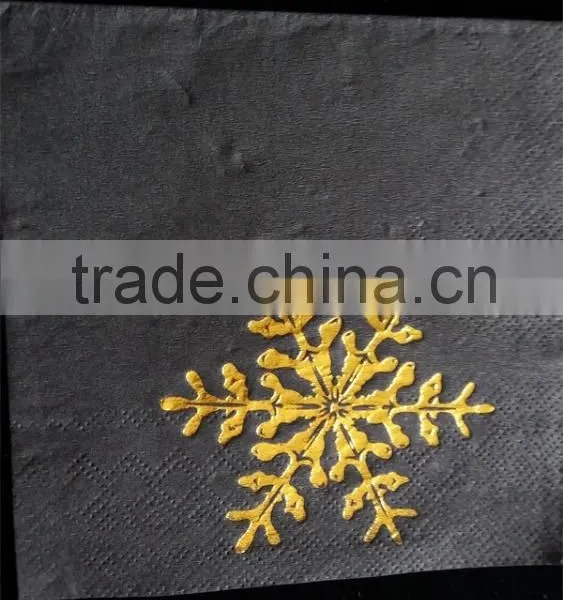 100% Virgin Wood Pulp Dyeing Paper Napkins Printed Gold Foil Logo photo-2