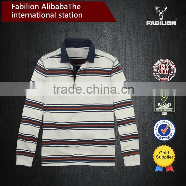 2016 OEM Wholesale China Men's Fashion Color Stripe for Softextile Polo Shirt photo-2