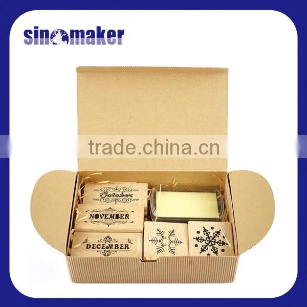 5pcs High Quality Custom DIY Rubber Wooden Stamp Set With Ink Pad photo-4