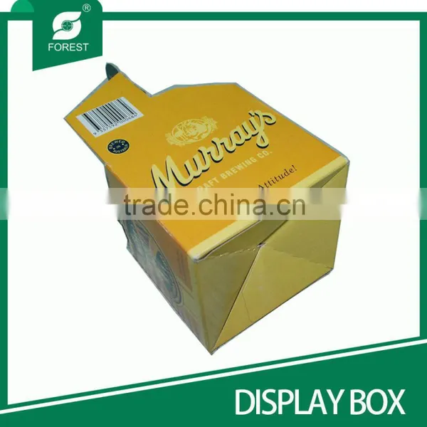 CUSTOM BRAND BEVERAGE DISPLAY BOX KRAFT PAPER MATERIAL 4 BOTTLES BEER CARRIERS WITH HANDLE photo-3