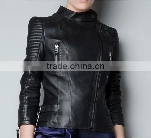 Ladies pu Leather Jacket in Apparel Stocks,2014 Ladies pu Leather Jacket in Apparel Stocks photo-3