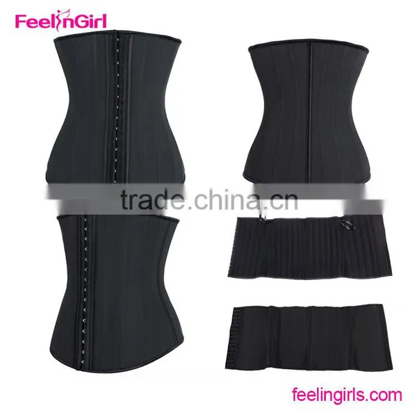 Black Women Steel Boned Latex Shaping Waist Trainer Training Corsets photo-5