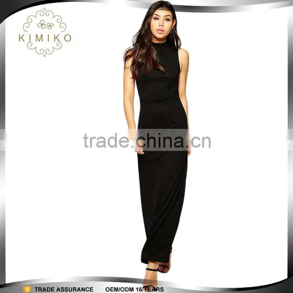 Dongguan Trade Assurance Manufacutre Column Maxi Dress Long Summer 2016 With High Neck