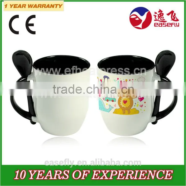 11oz Dual Color Inserted Spoon Cup, Sublimation Coffee Mug, Sublimation Milk Mug photo-3