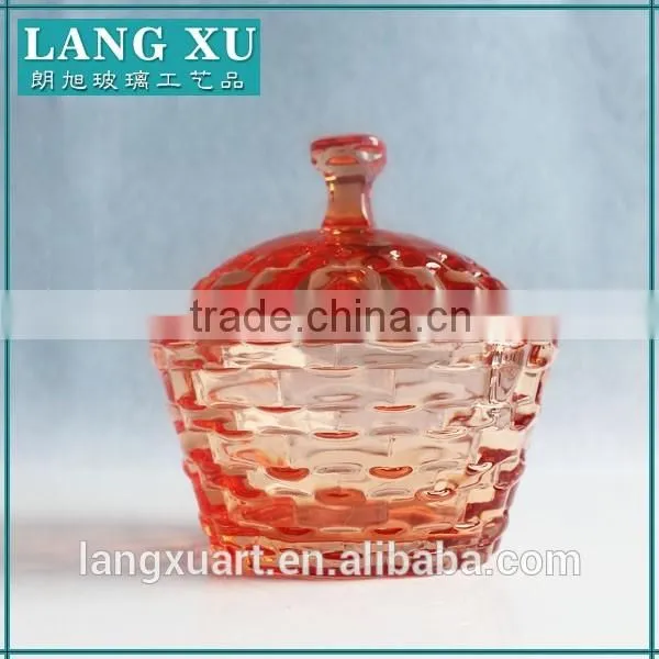 LX-T054 China Manufacturers Tableware Decrative Spray Color Footed Crystal Glass Candy Bowl With Lid photo-2
