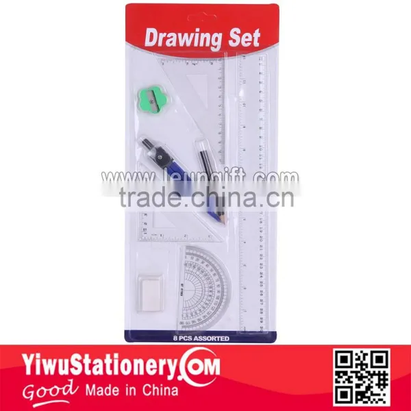 8PCS Assorted Ruler Kits Drawing Set Blister Card Pack