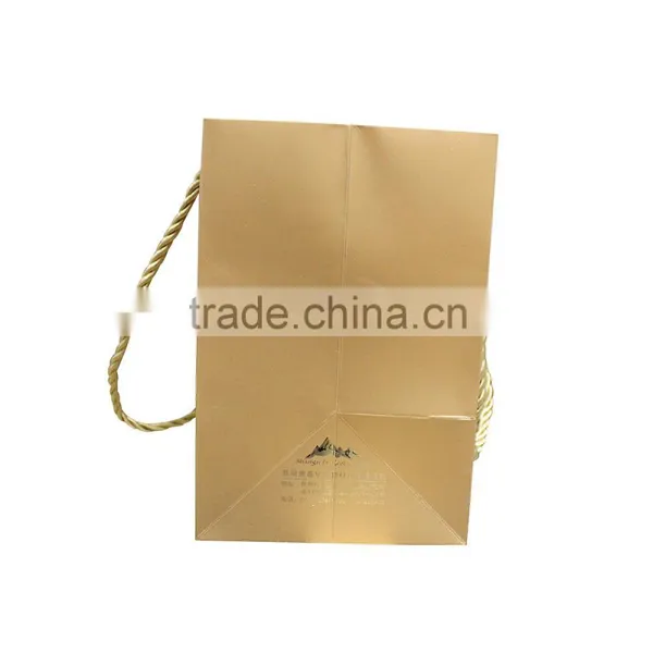Golden Square Bottom Decoration Handmade Paper Bag photo-2