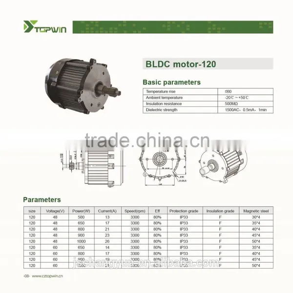 Motor 48V/ 60V DC 350w/ 500w/650w/ 800w/ 900w/ 1000W Brushless CY Brand Spare Parts Pemanent Magnet Motor Bl-dc photo-4