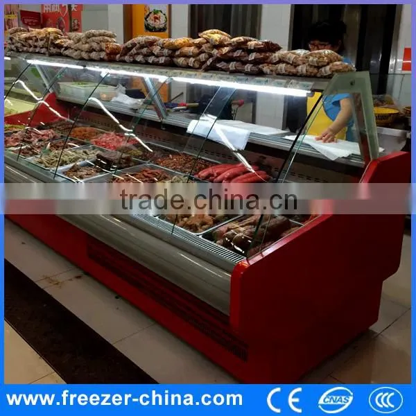 Best Selling Single-temperature Style Display Cooler Deli Cooler Showcase With a Big Curved Glass Cover