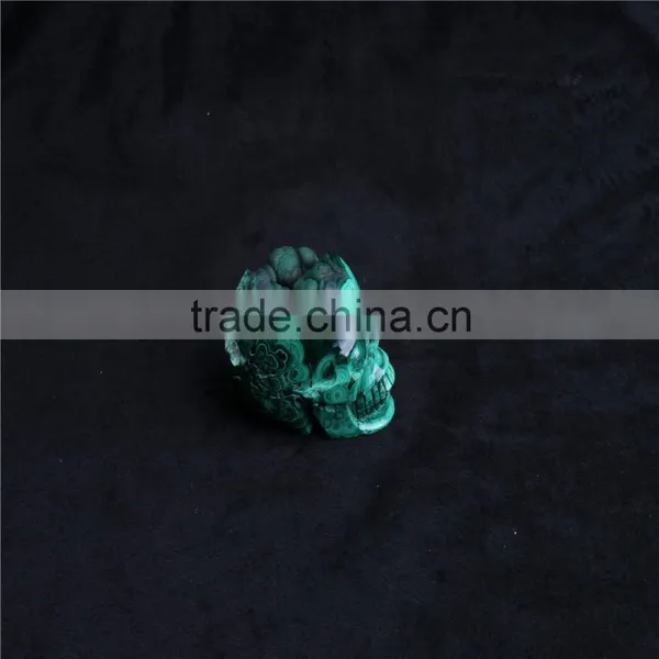 Wholesale Natural Malachite Crystal Stone Skull Handmade Carving photo-3