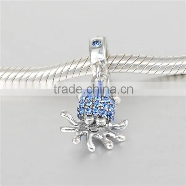 2016 Fashion Inkfish Sea Animal Pendants With Blue Rhinestones photo-3