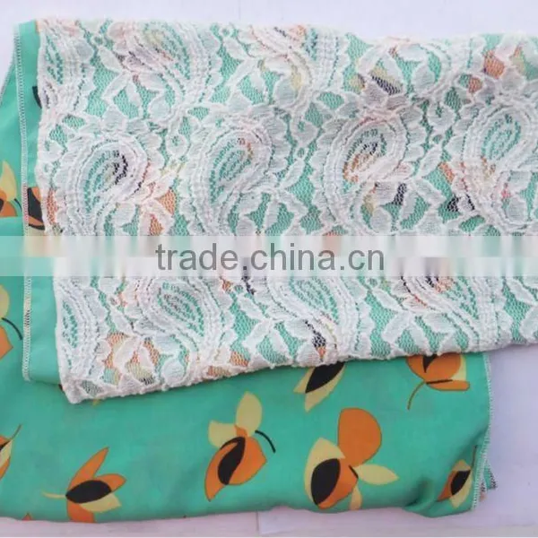 Fashion Fabric and Lace Scarf