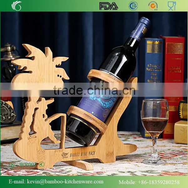 WR007/Decorative Coconut Bamboo Wine Rack Handmade Wooden Bottle Wine Shelf Novelty Bottle Display Wine Shelf photo-2