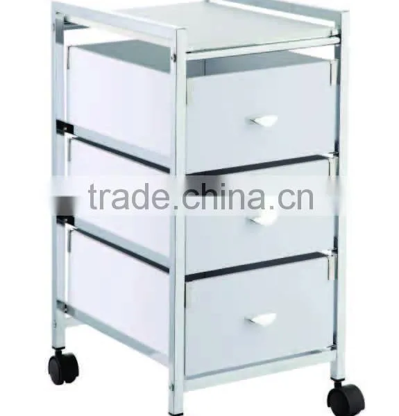 3 MDF White Drawer Storage Organizer Rolling Trolley Cart