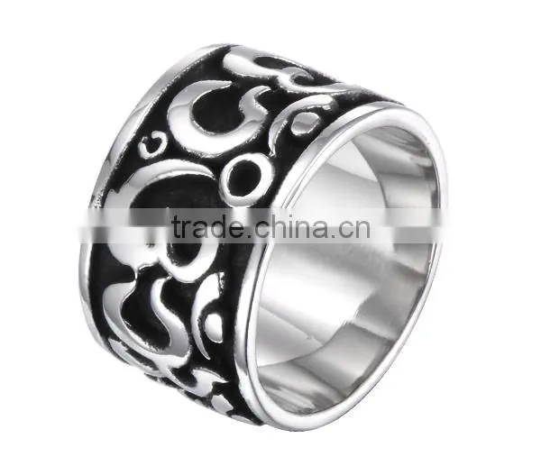 Fashion Tribe Mens Black Silver Stainless Steel Ring MJ Jewelry Hot Selling Rings For Gifts photo-2