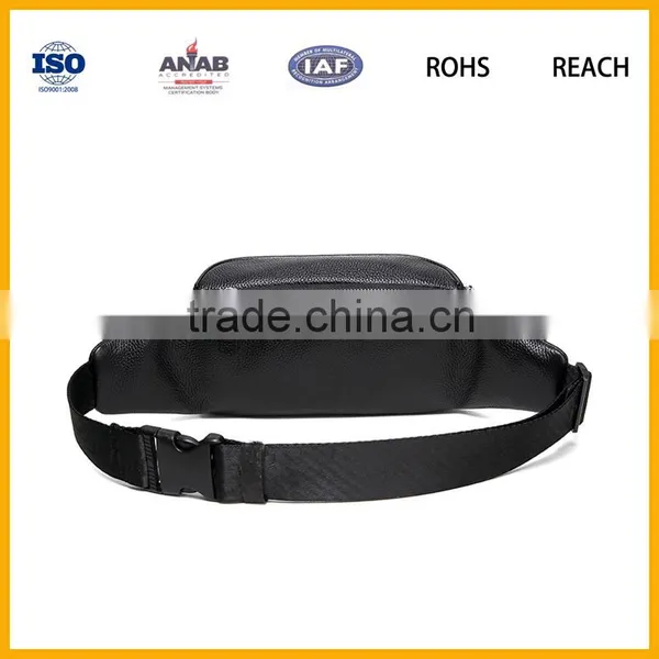 Black PU Leather Hiking Traveling Waist Purse Bag photo-3