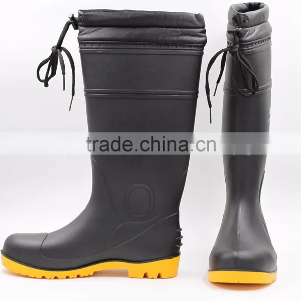 Black Cold-Resistant Winter Work Rain Boots With Fur Lining photo-4