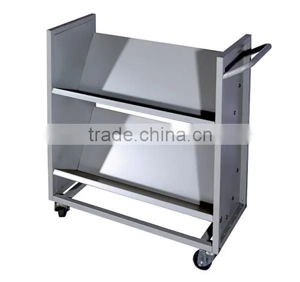 Steel Book Cart Book Carrier Book Conveyor With Wheels V-shape Bookend photo-2