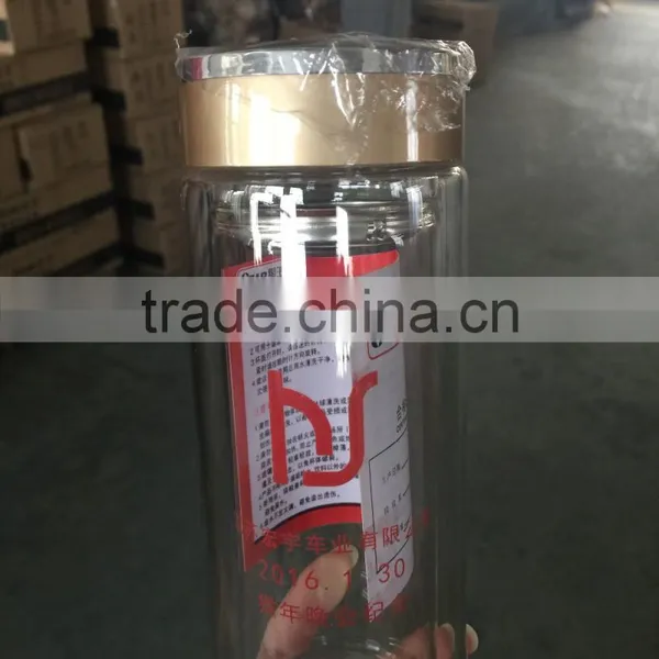 2016 New Design Double Wall Glass Bottles Tea Infuser Water Bottle With PP Lid photo-2