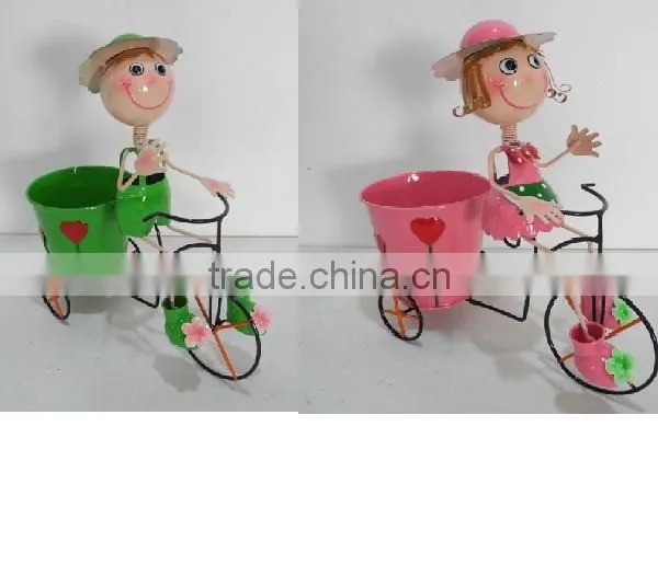 YS16013RV1 Metal Craft Bicycle Garden Ornaments Planter Pot for Garden Decor photo-2