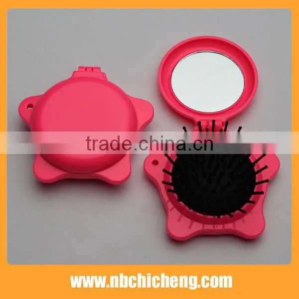 High Quality Mini Star Shape Folding Head Massage Comb Folding Hair Comb With Mirror photo-3